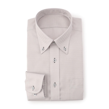 サスビズ　超形態安定シャツプラス　灰ボタンダウン（レギュラーシルエット）