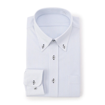 サスビズ　すごい楽チンドレスシャツ　青ストライプボタンダウン（レギュラーシルエット）