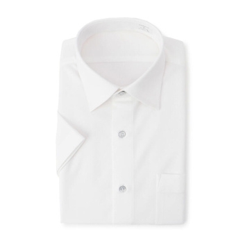 サスビズ　すごい楽チンドレスシャツ　半袖　白ワイド（レギュラーシルエット）