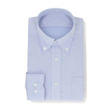 サスビズ　超形態安定シャツプラス　青ボタンダウン（ゆったりシルエット）