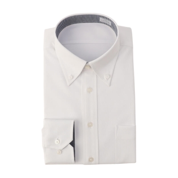 サスビズ　清潔マルチストレッチシャツ　白ドビーボタンダウン（レギュラーシルエット）