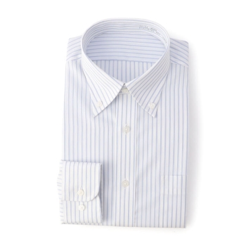 サスビズ　なめらかプレミアムシャツ　細青ストライプボダンダウン（レギュラーシルエット）