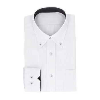 サスビズ　超形態安定シャツプラス　灰ストライプボタンダウン（レギュラーシルエット）