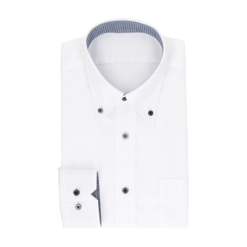 サスビズ　超形態安定シャツプラス　白ボタンダウン（ゆったりシルエット）