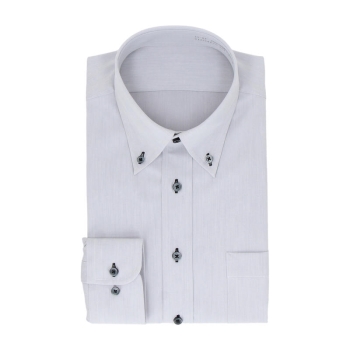 サスビズ　清潔マルチストレッチシャツ　灰ボタンダウン（レギュラーシルエット）