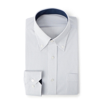 サスビズ　すごい楽チンドレスシャツ　紺ストライプボタンダウン（レギュラーシルエット）