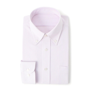 サスビズ　すごい楽チンドレスシャツ　紫ストライプボタンダウン（レギュラーシルエット）