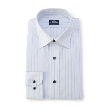 ＲＵＳＨ　ＭＯＲＥ１　形態安定ドレスシャツ　水色ストライプボタンダウン　（レギュラーシルエット）