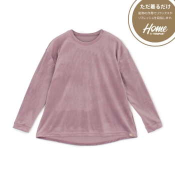 婦人 Home by TEMPUR ベロア　長袖丸首ルームウェア