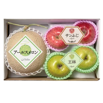 【お歳暮】アールスメロン・サンふじりんご・王林　果実の恵み　Ｙ１４－１８