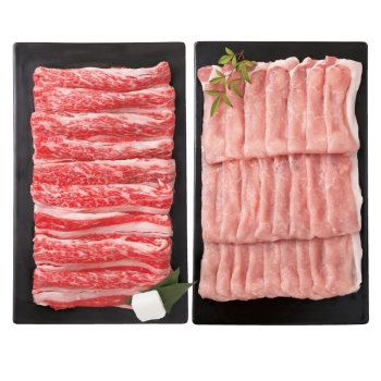 【お中元】高橋畜産　国産牛・国産豚すき焼き用　合計１ｋｇ　Ｙ８－１４