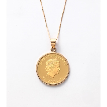 Ｋ２４コインネックレス　エリザベス女王・ホース「２０２４年」　１／１０オンス