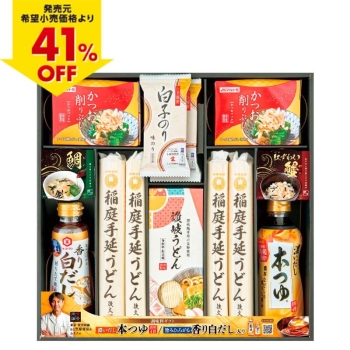 【お歳暮】キッコーマン・後文　濃いだし本つゆ＆稲庭うどん ＭＩＵ－６０