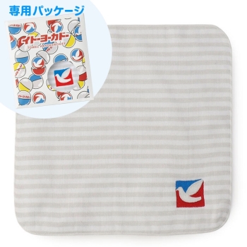 ハト刺繍 ボーダー柄 今治ガーゼタオルハンカチ(フリー ライト