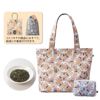 【母の日】コトリタチ　桜煎茶とバッグ・ポーチセット　シマエナガ
