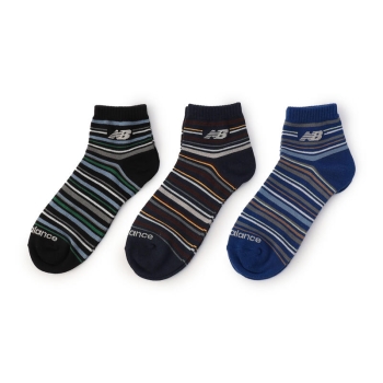ニューバランス　マルチボーダーショート丈ソックス　３足組
