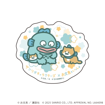 ダイカットスマホステッカー「お文具といっしょ×サンリオキャラクターズ」05/子猫さん×ハンギョドン