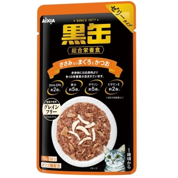 ■　アイシア　黒缶パウチ　ささみ入りまぐろとかつお７０ｇ
