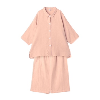 しっとり工房　婦人Ｗガーゼミニ衿七分袖パジャマ