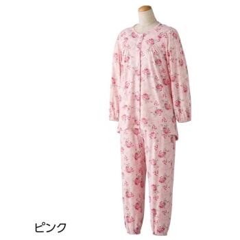 婦人大きめボタンストレッチパジャマ