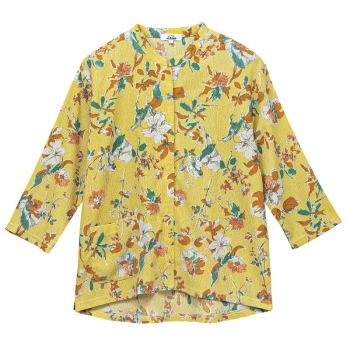 ７分袖スナップ釦前開きＴシャツ