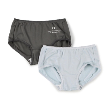 女児　２枚組シンプルロゴプリント　エステル生地ローライズタイプショーツ