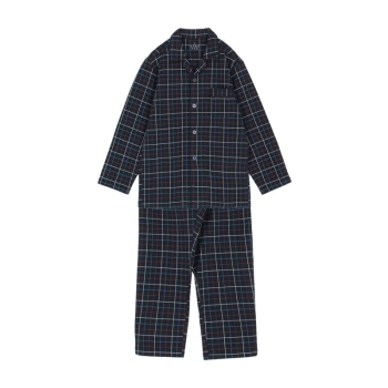 【ネイビーのみ】紳士　ボディヒーター　肌綿キルト格子シャツパジャマ／セブンプレミアムライフスタイル