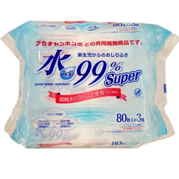 【ぽよちゃん】山梨県産3種ミックスの粒　箱込1kg弱 在庫限り】赤ちゃんのおしりふき 水99％ Super 80枚×3