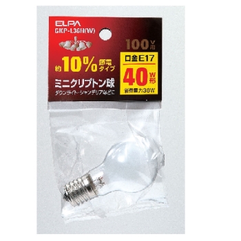 ELPA ミニクリプトン球 GKP-L36H(白)