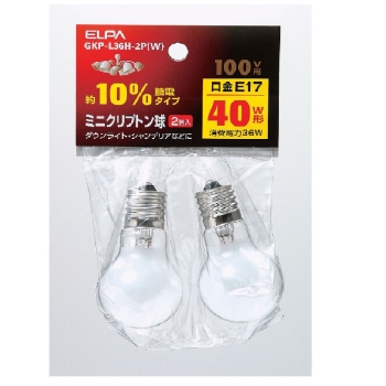 ELPA ミニクリプトン球 GKP-L36H-2P(白)
