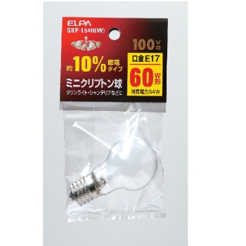 ELPA ミニクリプトン球 GKP-L54H(白)