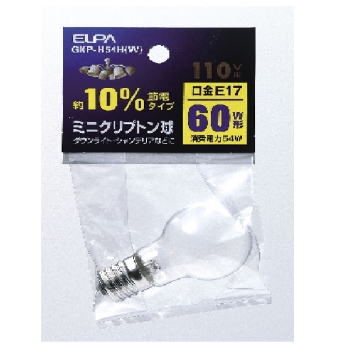 ELPA ミニクリプトン球 GKP-H54H(白)
