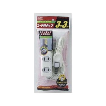 ELPA 3個口コード付タップ3m LPT-303N(W)