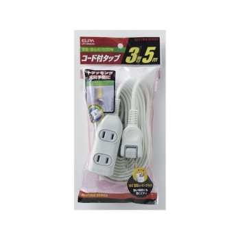 ELPA 3個口コード付タップ5m LPT-305N(W)