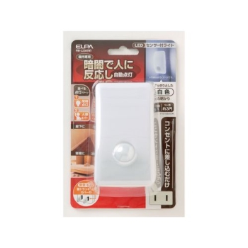 ELPA LEDセンサー付ライト(コンセント差込タイプ) 光源:白色 PM-L230(W)