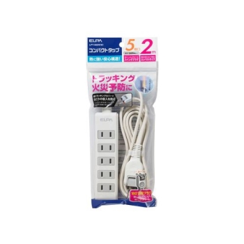 ELPA コード付タップ 5個口2m LPT-502N(W)