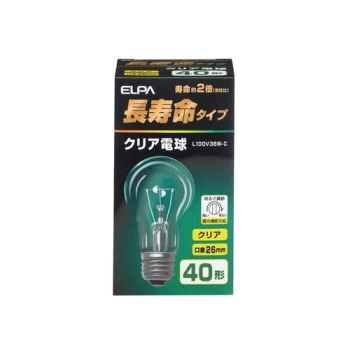 ELPA 長寿命クリア電球 E26口金 40ワット形 55mm径 クリア L100V38WC