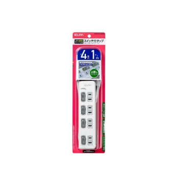 ELPA 個別スイッチ付タップ 4個口1m WLS-LU41EB(W)
