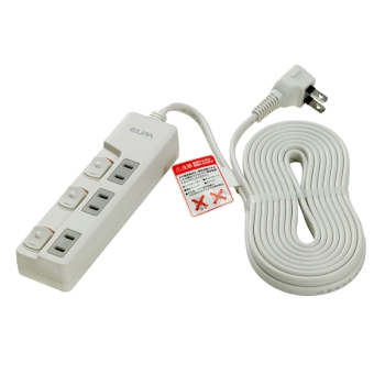ELPA 個別スイッチ付タップ 3個口5m WLS-U35EB(W)