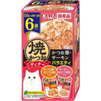 ■　焼かつおディナー　６袋入り　かつお節・サーモンバラエティ５０ｇ×６