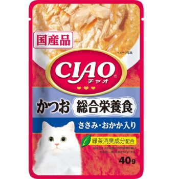 ■　ＣＩＡＯ　パウチ　総合栄養食　かつお　ささみ・おかか入り　４０ｇ