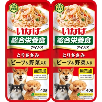 ツインズ　とりささみ＆ビーフ・野菜入り４０ｇ×２Ｐ