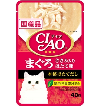 ■　チャオパウチ　まぐろ　ささみ入り　ほたて味　４０ｇ