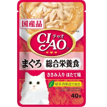 ■　ＣＩＡＯ　パウチ　総合栄養食　まぐろささみほたて　４０ｇ
