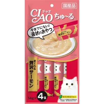 ＣＩＡＯちゅーる　まぐろ＆贅沢サーモン１４ｇ×４Ｐ