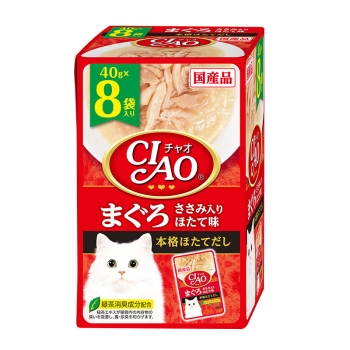 ■　ＣＩＡＯパウチ　まぐろささみ入りほたて味４０ｇ×８