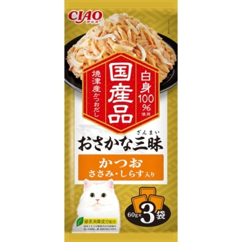 ＣＩＡＯ　おさかな三昧　かつお　しらす・ささみ入り６０ｇ×３Ｐ