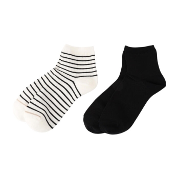 【ブラックのみ】ボディクーラー　ボーダー柄ショート丈ソックス　２足組/セブンプレミアムライフスタイル