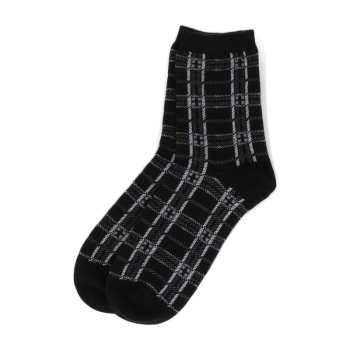 【ブラックのみ】ボディヒーター　チェック柄クルーソックス/セブンプレミアムライフスタイル