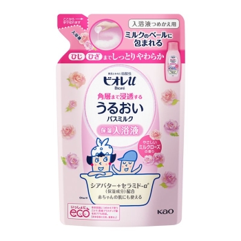 花王 ビオレu 角層まで浸透する うるおいバスミルク やさしいミルクローズ つめかえ用